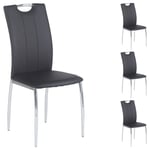 Idimex - Lot de 4 chaises apollo, en synthétique noir