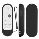 Protective Silicone Remote Case for Chromecast with Google TV 2020 Voice Remote Control, Skin-Friendly Protective Cover for 2020 Chromecast Voice Remote, Shockproof Washable Cover with Loop-Black