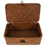 Willow Woven Basket Small Wicker Lid Storage Practical Rack