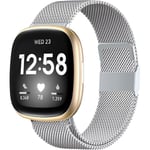 Kompatibel med Fitbit Versa 3 Versa 4 Sense 2 och Sense herr- och damarmband, silver rostfritt stål metallband för Sense/Versa 3 Smartwatch silver