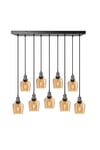 Brooklyn Tinted Glass Schoolhouse 9 Wire Cluster Lights, 5.5 inch, Amber, Pewter holder