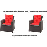 Coussins pour chaises de jardin 2 pièces x de jardin terrasse 50x50x55cm - Coussins pour fauteuil de jardin extérieur Rouge