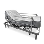 DUÉRMETE ONLINE Pack lit électrique articulé renforcé Ergomedic Pro + Matelas viscoélastique Dorsaltec + Garde-Corps en Acier Inoxydable, Bois allié, Gris Anthracite, 90x190