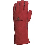 Delta Plus Gants de cuir – Gant soldat/R croûte de cuir gras résistant à la chaleur coton rouge 10