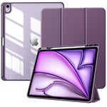 TiMOVO Coque pour Nouvel iPad Air 13 Pouces (M2) 2024 avec Porte-Stylet, Étui Fine Mise en Sommeil/Réveil Auto, Housse Arrière Transparente avec Support pour iPad Air 13, Violet Foncé