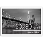 Americanflat Cadre Photo 120x80 cm en Blanc - Bois D'ingénierie avec Verre Résistant aux Chocs et Matériel de Suspension - Formats Horizontaux et Verticaux pour Mur