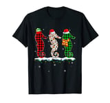 Funny Seahorse Christmas Buffalo Plaid Xmas Women Men Kids T-Shirt