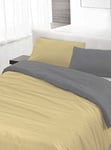 Italian Bed Linen Parure Housse de Couette pour lit Double 250 x 200 cm 250 x 200 cm Noisette/Gris