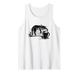 Halloween Cat Witch Magic Coffee And Books Tank Top