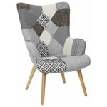 Paris Prix - Fauteuil Patchwork Design 'Helsinki' 100cm Gris