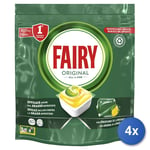 4x Fairy Tabs Lave-Vaisselle 31 Pièces Original Citron Made IN Italy