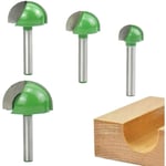 Aiducho - 4 Pcs 6mm Tige Routeur Core Box Bits, Cnc Fraise à Rainure Ronde Outils à Bois 16mm/22mm/25mm/32mm Fraise à Fond Rond Bois