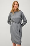 Vila - Klänning viRil O-neck L/S Belt Knit Dress - Grå