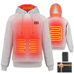 Wodesid Sweat à Capuche Chauffé Veste chauffante Homme Femme avec Batterie Incluse, 12000mAh Rechargeable Zippé Veste Chauffante à Capuche