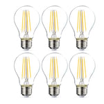 Amazon Basics ampoules LED Culot Edison à vis E27 7 W (équivalent 60 W) blanc chaud Filament transparent Intensité non variable, Lot de 6