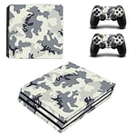 Morbuy PS4 Pro Skin Vinyl Autocollant Sticker Decal pour Playstation 4 Pro Console and 2 Dualshock Manette Set (Grey-White Camo)