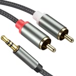 Câble RCA Jack 3,5 mm Câble adaptateur 3,5 mm vers 2 RCA Mâle Câble Audio Stéréo Jack en Nylon pour Smartphone Amplificateur MP3 Haut-parleur Subwoofer Tablette TV DVD Home Cinéma etc.-10 m