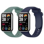 MoKo 2 Pack Bracelets Compatible avec Redmi Watch 5/Redmi Watch 4/Xiaomi Smart Band 9 Pro/8 Pro, Bracelet Sport de Remplacement en Silicone Souple pour Femmes Hommes, Vert Foncé/Bleu Nuit