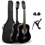 3rd Avenue Xf Pack Guitare Classique enfant Taille Junior 3/4 pour Débutants, Guitare Acoustique avec Cordes en Nylon, Housse, Capodastre et Médiators – Noir