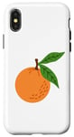 Coque pour iPhone X/XS Orange avec feuille verte