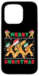 Coque pour iPhone 15 Pro Joyeux Noël Dabbing Gingerbread Men with Xmas Hats