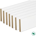 Forestea - Pack de 7 plinthes bord carré mdf revêtues blanc 2200 x 120 x 12 mm pefc 70%