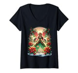 Womens Woodland Christmas Fairy Cozy Winter Forest Wonderland Women V-Neck T-Shirt