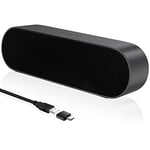 YYV USB Computer Speaker, Portable PC Speaker for Desktop, Laptop,Notebook, Wired Mini Soundbar Speaker with Loud Volume, Volume Control and Mute Button (USB Type C to USB Adapter Included)