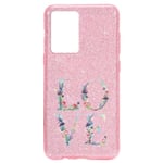 Coque Iphone 12 MINI paillettes rose Love coquelicot fleur