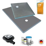 Wedi - Receveur de douche à carreler 180 x 90 Fundo Primo écoulement excentré + bonde horizontale + kit d'étanchéité + colle 320