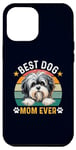 Coque pour iPhone 12 Pro Max Meilleure mère de chien Lowchen de tous les temps, propriétaire et amante de chiens amusants et rétro