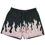 Dean M-Short En Maille Respirante À Vaccage Rapide Pour Homme,Baggy À Imprimé Flamme,À La Mode,Collection Été 2024