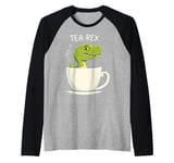 Tea Rex T-Rex Tea Lover Dinosaur Joke Pun Raglan Baseball Tee