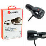 Griffin MFi Certified 2.4Amp iPhone 14 13 SE USB AUX In-Car Charger Cable New