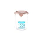 Pink 1000ml)Plastic Transparent Sealed Containers Kitchen Food Cereal Beans