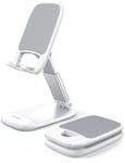 Lamicall Adjustable Phone Stand for Desk - Foldable Phone Holder Cradle Dock for iPhone 16 15 14 Pro Max Plus, 13 12 Pro Max Mini, 11 Pro, Xs, XR, X, 8, 6s, Samsung S23, 4"-8" Mobile Phones - White