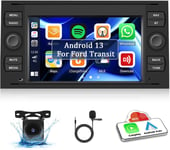 Carplay Autoradio Android 13 Pour Ford Focus/C- /S- /Galaxy/Fusion/Transit Connect Avec Android Auto, Radio À Écran Tactile 7'' Avec Mirrorlink Bt Wifi Gps Fm/Rds Eq Swc+Caméra De Recul&Mic