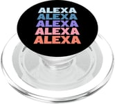 Funny Modern Repeated Text Design Alexa PopSockets PopGrip pour MagSafe