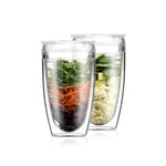 Bodum PAVINA to GO Set 2 gobelets Double paroi Plastique, avec Couvercle hermétique, 40 cl