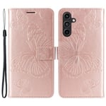 Samsung Galaxy A15 5G Fodral Fjäril Tryck Roséguld