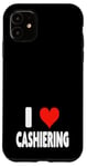 Coque pour iPhone 11 I Love Cashiering – Cœur – Magasin d'emplois au détail Caisse enregistreuse