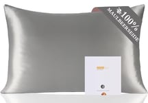 ZIMASILK 100% Mulberry Silk Pillowcase for Hair and Skin,Both Sides 19 Momme Silk, 1pc (40x60 cm, Dark Grey)