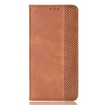 YIKLA Flip Folio Case for Oppo A54 5G/A74 5G, Premium PU/TPU Leather Wallet Phone Cover, with Magnetic Kickstand Cash & Card Slots - Brown