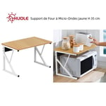 Support de Four à Micro-Ondes - HUOLE - Meuble de Rangement Cuisine Jaune - 1 Niveau