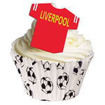 12 Edible T Shirt Decorations - Great for Liverpool Fans - Perfectly pre-Cut Wafer just pop Them Out The Packaging and top Them on Your Cake - Pack of 12 - by CDA Products Ltd