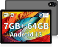 U9 Tablette Android 13,WiFi 6 Tablette Enfants 10.1 Pouces 7GB+64GB (TF 1TB),Tablette Tactile 5060mAh/1280x800/5MP+2MP/BT5.0/Widevine L1/Quad-Core,Gris