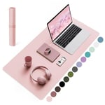 Non-Slip Desk Pad, Waterproof PVC Leather Desk Table Protector, Ultra Thin Large Mouse Pad, Easy Clean Laptop Desk Writing Mat for Office Work/Home/Decor (Pink, 80 x 40 cm)