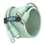 USB C to USB C Cable,100W USb c to USb C Charger Cable Fast Charging Cord Compatible with iPhone15/Samsung/Tablt/iPad Air Mini Pro/MacBook 2 Pack(6ft+6ft)-green