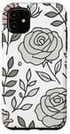 Coque pour iPhone 11 Rose florale botanique, style minimaliste