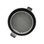 SOGA 25cm Round Ribbed Cast Iron Frying Pan Skillet Steak Sizzle Platter with Handle - Frying Pans - ZPai001A